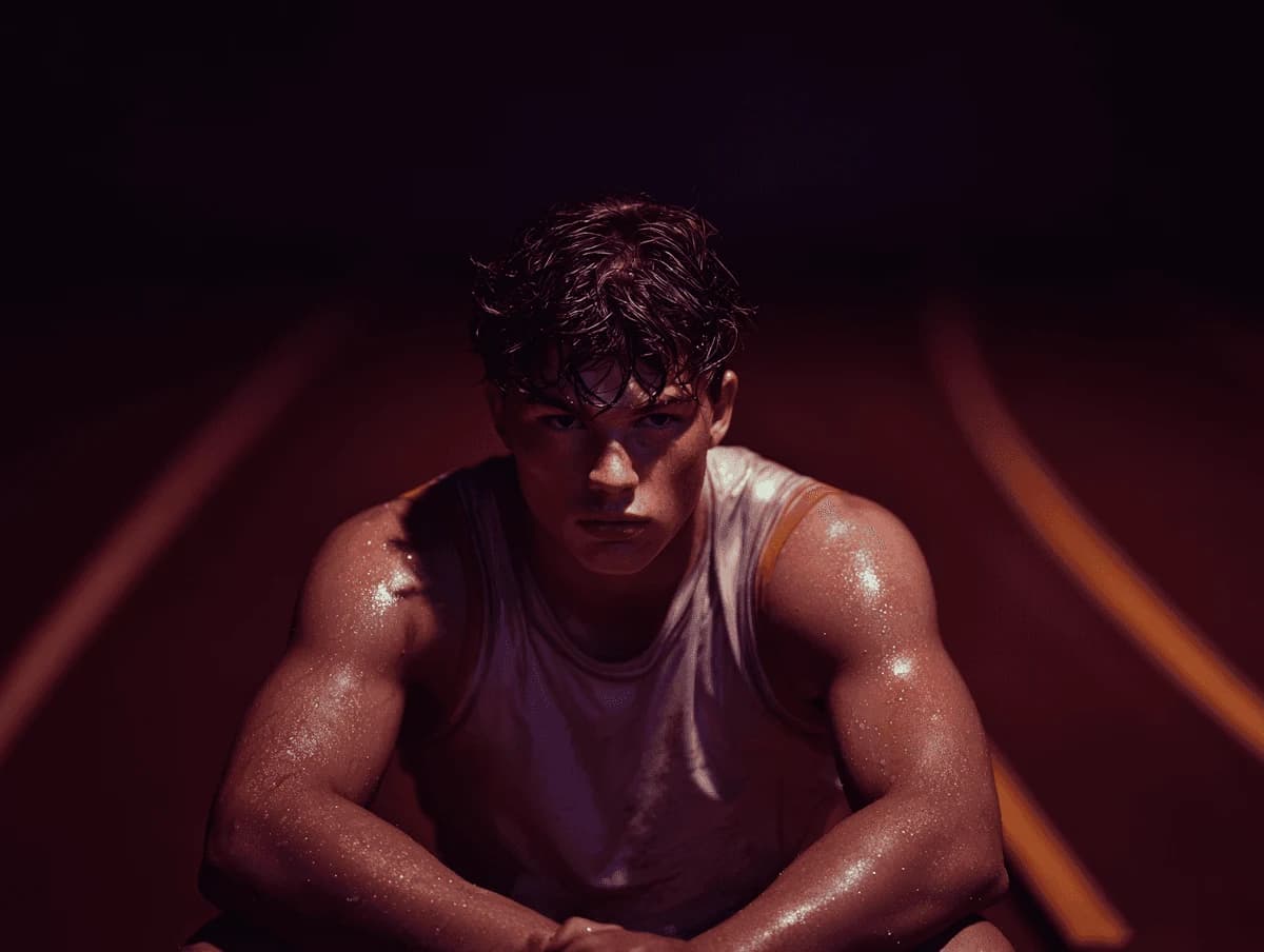 Athlete mid-session under warm stage light